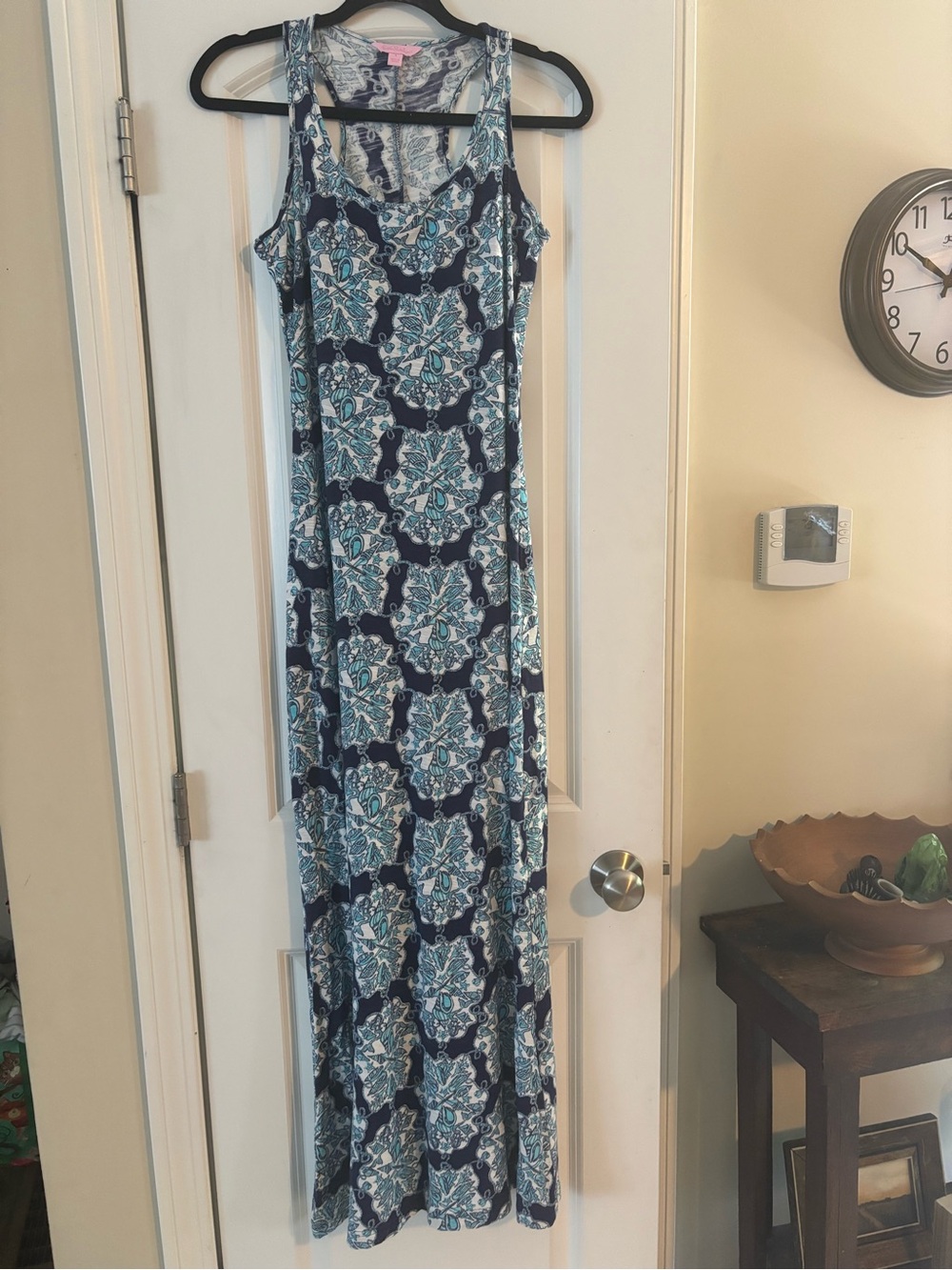 Lilly Pulitzer Maxi Dress Navy Nautical Print Sleeveless Hey Sailor Cotton Small